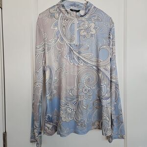 Acegolfs Women XL‎ Pretty Feminine Pullover Quarter Zip UPF 50 Gray Tan Paisley
